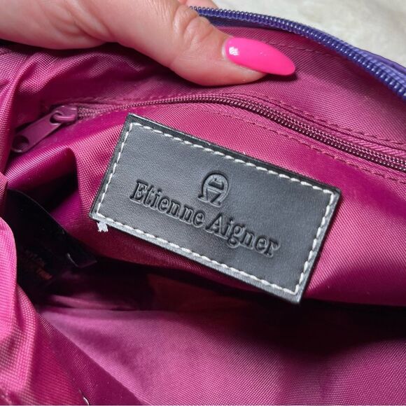 Etienne Aigner Purple and Tan Shoulder Bag - Picture 8 of 9